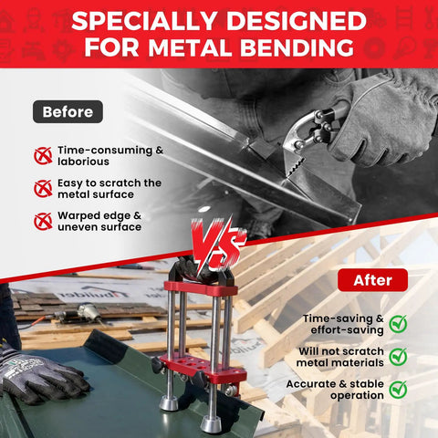 Comparison of traditional and modern metal bending with Two Station Metal Bender That Nails 0 To 100 Degree Bends.