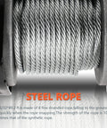 Close-up of steel rope on Beefy 2000 Lb Electric Winch For ATVs And UTVs 12V DC Waterproof Steel Rope Winch Kit