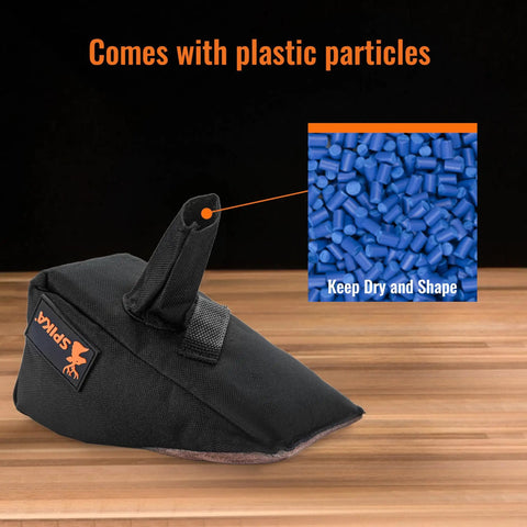 Combo Front And Rear Shooting Rest Bag With Soft Leather Upper And Durable Canvas Base, filled with blue plastic particles