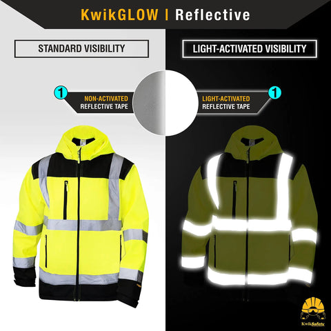 Hi Viz Reflective Safety Jacket For Work ANSI OSHA Class 3 Water Resistant Gear Limited Edition Pattern Yellow Large visibility