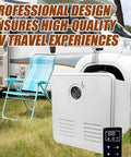 12V Tankless Instant Water Heater With Smart Lcd Control For Rv Camper Trailer Boat Shower Kickin Hot Water Digital Temp Setting Compact game changer in outdoor setting.