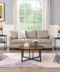 Living room scene with sofa, coffee table, and a set of cool industrial modern table lamps with night light and USB ports on side tables.