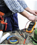 Slick Electrical Wire Stripper And Cable Cutter Pliers With Quick Grip Handles For Awg Cords Lightweight Hand Tool in use by electrician.