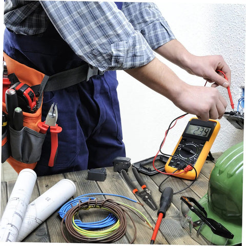 Slick Electrical Wire Stripper And Cable Cutter Pliers With Quick Grip Handles For Awg Cords Lightweight Hand Tool in use by electrician.