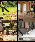 Powerful Cordless Leaf Blower With Dual 4Ah Batteries Fast Charger 580 CFM At 160 MPH 2 Speed Modes used on lawn, dust, yard, snow