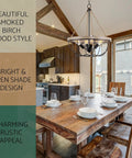 Florence 25 Inch Four Light Modern Farmhouse Hemp Rope Chandelier In Smoked Birch Finish over dining table