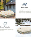Heavy Duty Waterproof Picnic Table Cover Fits 70 To 72 Inch Tables Up To 75 L By 62 W By 30 H 600D Tough Canvas on patio with fall leaves.