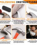 Polishing instructions for All In One Cordless Polishing Kit 145 Piece Set with wool buffing wheels and abrasive pads