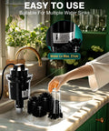 Hassle Free Commercial Countertop Glass Washer Features Five Turbo Brushes that scour bar stemware in a sink.