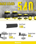Heavy Duty Wall Mounted Tool Organizer For Garage, 48 Inch Metal Rack with 540 lbs max load capacity illustration