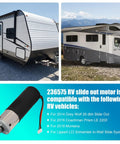 RV In Wall Slide Out Motor 236575 IG 42 10mm With 300 To 1 High Torque Gear Ratio For Lippert Schwintek systems shown installed in RVs