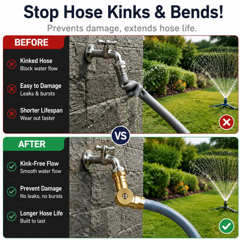 Hose Connector 180 Degree And 360 Degree Brass Garden Hose Elbow Adapter For RV And Camper Use Twist Free No Fuss Kink Resistant Easy Faucet Connection For Outdoor Hoses And Watering, brass swivel hose on faucet