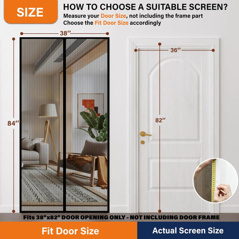 Breathable Magnetic Screen Mesh for Front and Sliding Doors, Easy Install, size 36 x 82 inches illustration with measurements
