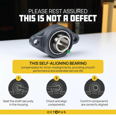 Heavy-Duty Flange Pillow Block Bearing 2-Bolt Flange Mounted Ball Bearing Unit With Cast Iron Housing Self-Aligning Pre-Lubricated Insert