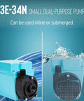 Dual Purpose Inline Or Submersible Pump 115V One Fifteenth HP 670 GPH Oil Filled Water Pump with 10 Ft Cord, blue body