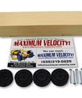 Bulk Pinewood Derby Car Kits Pack Of 12 With Wheels And Axles, pine block, four wheels, and axles displayed on a table