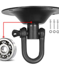 Beefy Stainless Steel Speed Bag Swivel Kit With 360 Degree Ball Bearing Rotation Universal 4 Bolt Base Quick Change Pin Heavy Duty Speed Bag Platform Hardware For Boxing Home Gym, black with bolts