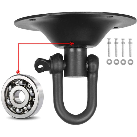 Beefy Stainless Steel Speed Bag Swivel Kit With 360 Degree Ball Bearing Rotation Universal 4 Bolt Base Quick Change Pin Heavy Duty Speed Bag Platform Hardware For Boxing Home Gym, black with bolts