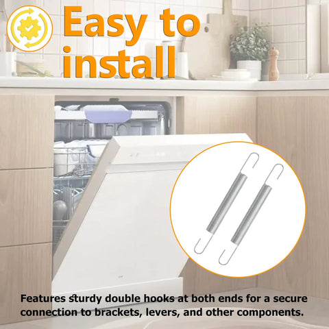 Two Pack Four Inch Double Hook Tension Extension Spring Forged From Superior Heavy Duty Spring Steel Built Tough For Top Shelf Durability And A No Sweat Install On Every Job in a kitchen setting with dishwasher.