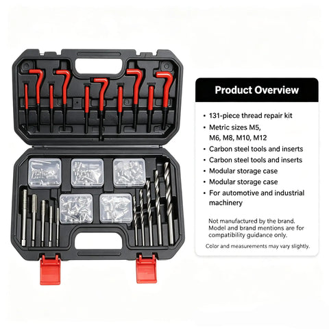 Metric Helicoil Kit For Auto And Industrial Repairs, Pro Grade Quick Fix Strength Inserts To Restore Damaged Threads, case with M5-M12 tools