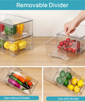 Solid 4 Pack Stackable Clear Storage Drawers With Removable Dividers To Crush Household Clutter Right Now on kitchen counter with veggies.
