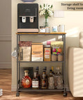 Rolling Kitchen Microwave Cart With 3 Tier Storage On Locking Wheels A Multiuse Utility Cart for living room coffee station