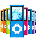 Colorful lineup of Dope 32GB MP3 Player With FM Radio And Voice Recorder One Point Eight Two Inch LCD Screen Blue Includes 32GB SD Card USB Port