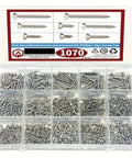1070-Piece M2 Wood Screw Set With Cross-Recessed Flat Head Self-Tapping Hardware For DIY Projects, Eight Lengths From M2x4 To M2x20, Fully Organized Kit For Furniture, Cabinets, And General Woodworking.