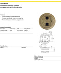 Diagram and specifications of Preassembled Flange Cover And Leveling Ring For Floor Boxes Poured In Concrete With 15A 125V Outlet Included Brass Fits RF400 Floor Box No Fuss Easy Push In Leveling System For Quick Slab On Grade Install