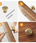 Durable Zinc Alloy Vintage Cabinet Knobs Five Pack - Antique Brass Drawer Pulls Art Deco Star Detail 1 1/8 Inch installation process with screws.