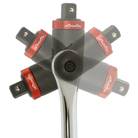 Three Eighths Inch Drive Ratcheting Breaker Bar, 15 Inch Length, showing 180-degree rotating head, chrome vanadium build