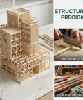 50 Pack Straight Up Real Deal Wooden Dowel Rods 1/4 X 12 Inches Natural Hardwood Craft Sticks used in a model structure.