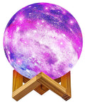 Galaxy Lamp With Wooden Stand 16 LED Color Changing Night Light Touch And Remote USB Rechargeable 7.1 Inch Lit Dope Home Decor Gift