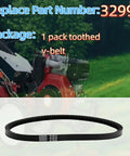 4L670 Replacement V Belt For Rear Tine Tillers Fits Part 32993 package showing notched v-belt in grassy field