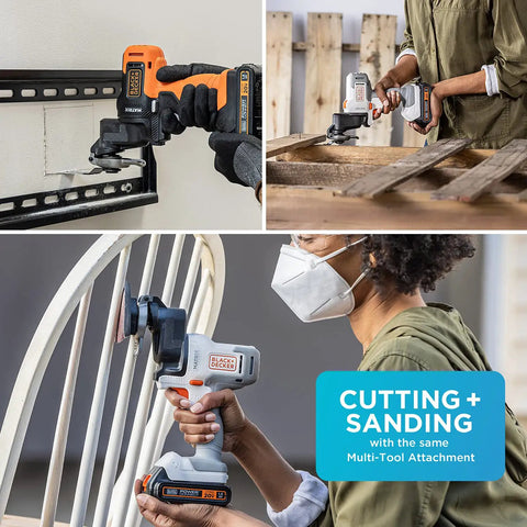 Matrix Oscillating Tool Attachment with tool free blade release cutting and sanding wood and metal, variable speed control