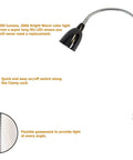 Black Metal Clamp On LED Gooseneck Desk Lamp With 3000K Warm White Light Flexible Arm Easy Clamp 6 Foot Power Cord And Power Adapter Eye Friendly Non Flicker Modern Desk Lighting with details of lamp head, switch and clamp
