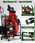 Garage Ready Golf Bag Organizer With Wheels Keeps Your Golf Gear Off The Floor Holds One Standard Bag Plus Clubs