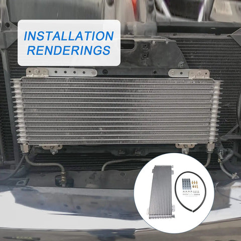 40k Transmission Oil Cooler Kit for Heavy Duty Van, Light Truck, RV And Towing, Low Pressure Drop, 40000 GVW installation view
