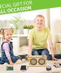 Children assembling Bluetooth Speaker Kit For Kids And Teens, Kid Friendly Hands On STEM Project That Teaches How Speakers Work, Wooden Build