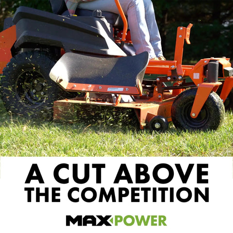 Riding mower in use with grass clippings, showcasing the power of the Beefy Mulching Mower Blade For 22 Inch Toro Recyclers.