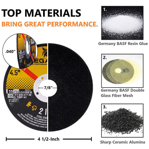 Ultra Thin Cutting Discs 25 Pack 115x1x22mm For Metal And Stainless Steel Fast Clean Cuts For Angle Grinder materials details