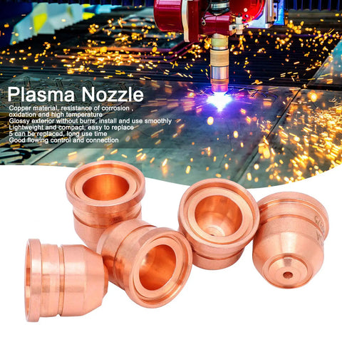5Pcs Copper Plasma Cutter Nozzle, Electrode Tip, Spray Head Pro Grade Accessories Kit For 125A Cut Machines displayed