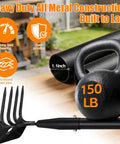 Beast Of A Heavy Duty Garden Hoe And Tiller 2 In 1 Tool with 62 Inch Handle, showcasing thickened steel pipe and strong load bearing.