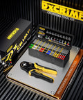 Beefy Ferrule Crimping Tool Kit With Ratchet Pliers For 24-8 AWG Wire Includes 18 Insulated And Non Insulated Ferrules displayed