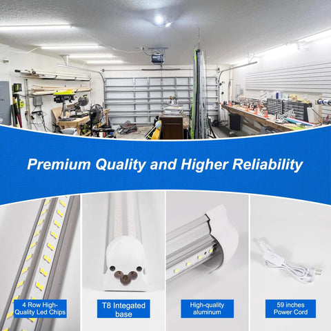 V Shaped 4-Foot LED Shop Lights 50W 6500K Daylight 7000LM Linkable Garage Warehouse Workbench Workshop Lighting installation
