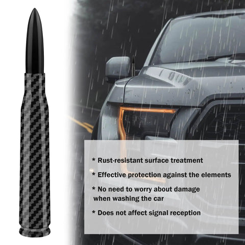 Carbon Fiber Bullet Antenna Topper With 9 Screws For Cars Trucks And SUVs, Exterior Accessory Boosting Style And Signal, SUV