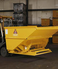 Tough As Nails 3 Yard Self Dumping Hopper Forklift Tilt Skip Handles 8000 Lb Loads Smoothly Quick Release Latch in industrial setting.