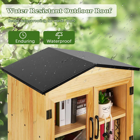 Outdoor Library Book Box Storage Small Wooden Cabinet For Neighborhoods And Schools To Swap And Share Books Flyers Newspapers And Art DIY Friendly Weatherproof Finish Paintable Wood Post Not Included with water-resistant roof visible