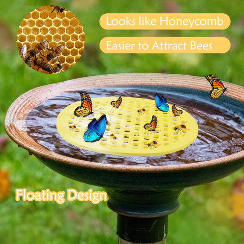 Four Pack Floating Bee Watering Station 7.87 Inch Island Float Tray for Pollinators in bird bath with bees and butterflies