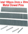 100 Pack 2mm By 20mm Dowel Pins Metal Dowel Pins M2 For Wood Furniture Shelves 304 Stainless Steel Shelf Pegs